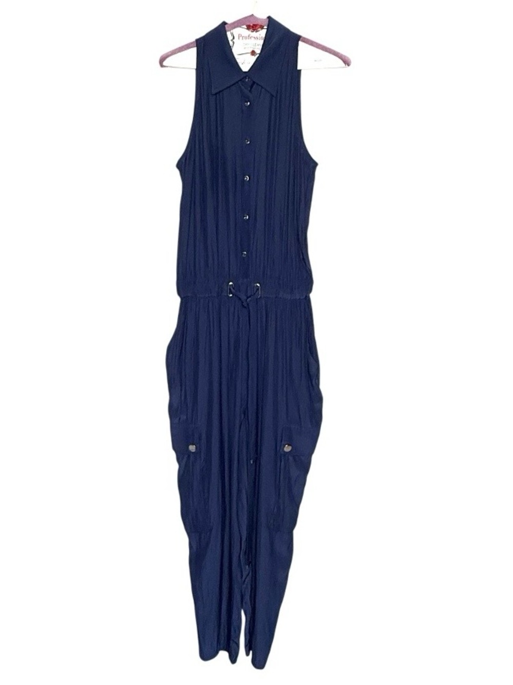 Ramy Brook Callie Button Down Cargo Jumpsuit Navy Sleeveless
Belted Size M - Picture 3 of 13